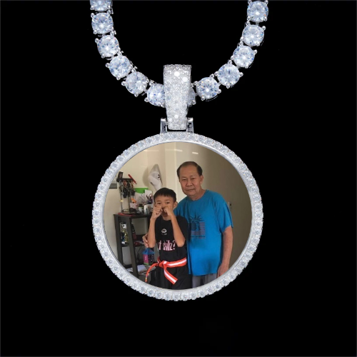 925S & VVS Moissanite 3D Circle Custom Picture Pendant
