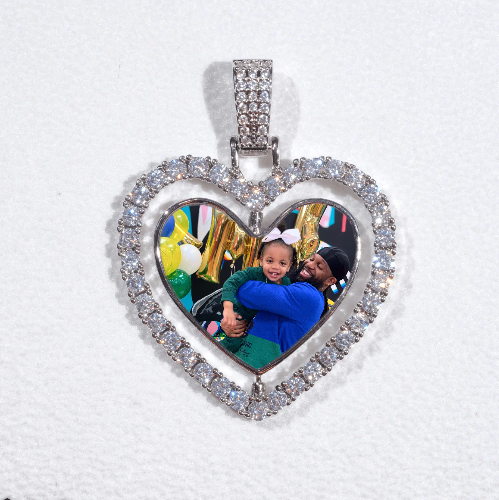 3D Spinning 2-Faced Heart Custom Picture Pendant