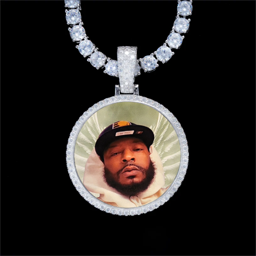 925S & VVS Moissanite 3D Circle Custom Picture Pendant