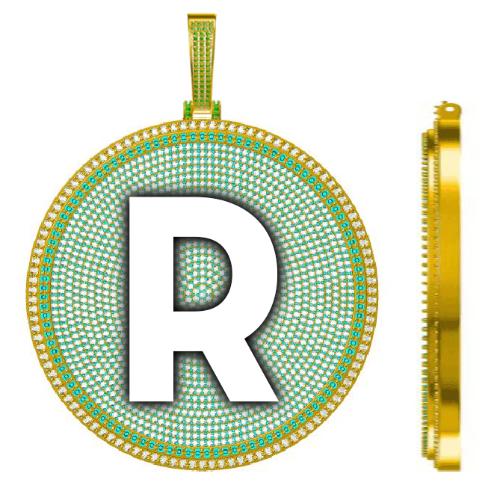 CUSTOM LETTER NECKLACE 3D BIG DISC