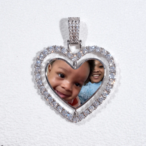 3D Spinning 2-Faced Heart Custom Picture Pendant