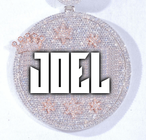 CUSTOM LETTER NECKLACE 3D BIG CROWN DISC