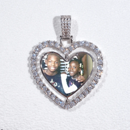 3D Spinning 2-Faced Heart Custom Picture Pendant