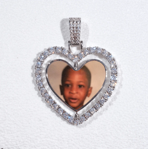3D Spinning 2-Faced Heart Custom Picture Pendant