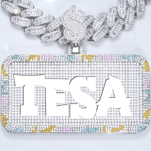 CUSTOM LETTER NECKLACE 3D COLORFUL SQUARE