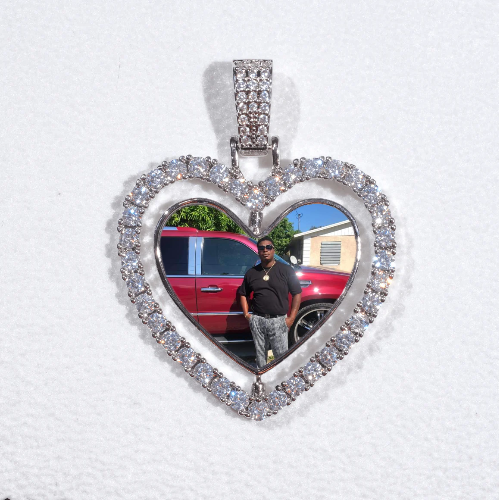 3D Spinning 2-Faced Heart Custom Picture Pendant
