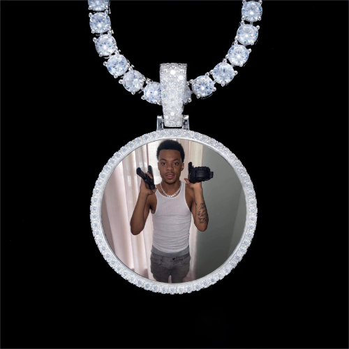 925S & VVS Moissanite 3D Circle Custom Picture Pendant