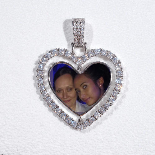 3D Spinning 2-Faced Heart Custom Picture Pendant
