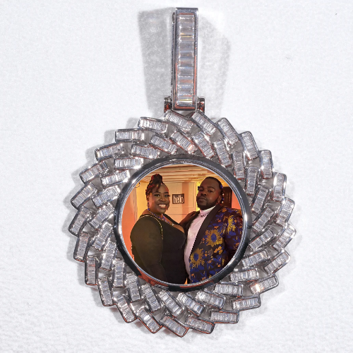 Large 3D Baguette Custom Picture Pendant
