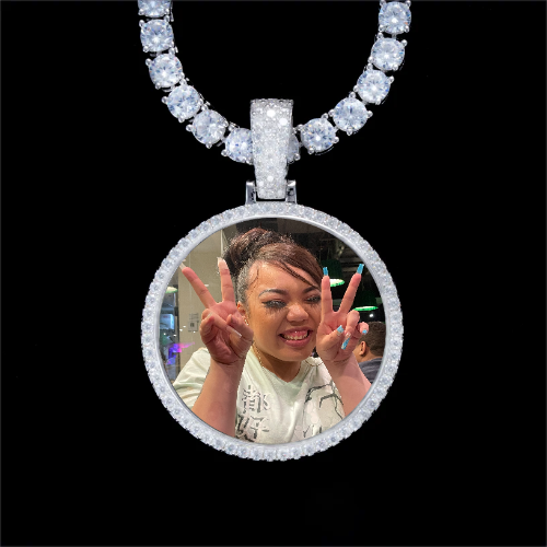 925S & VVS Moissanite 3D Circle Custom Picture Pendant