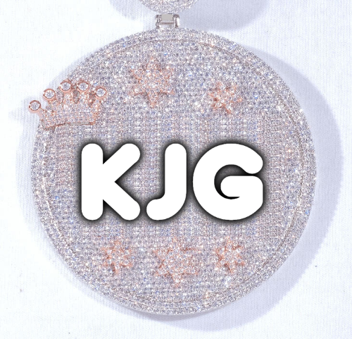 CUSTOM LETTER NECKLACE 3D BIG CROWN DISC