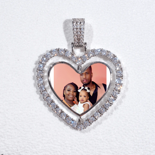 3D Spinning 2-Faced Heart Custom Picture Pendant