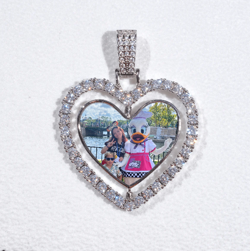 3D Spinning 2-Faced Heart Custom Picture Pendant