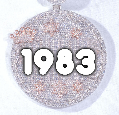CUSTOM LETTER NECKLACE 3D BIG CROWN DISC