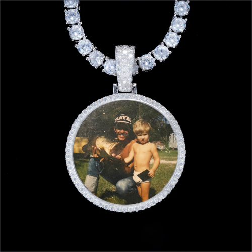 925S & VVS Moissanite 3D Circle Custom Picture Pendant