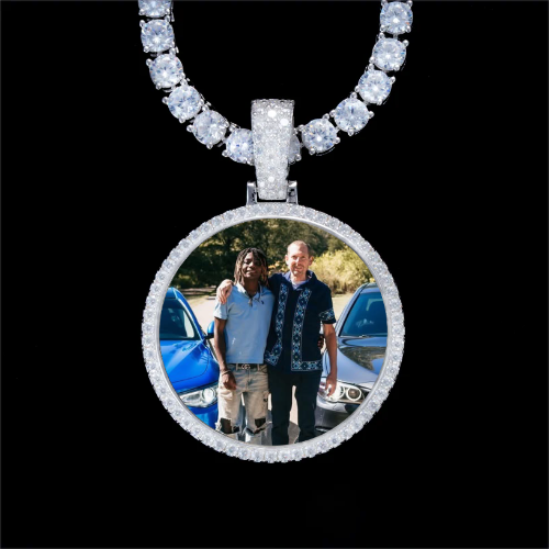 925S & VVS Moissanite 3D Circle Custom Picture Pendant