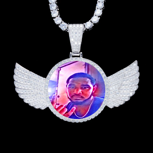 925S & VVS Moissanite 3D Wing Custom Picture Pendant