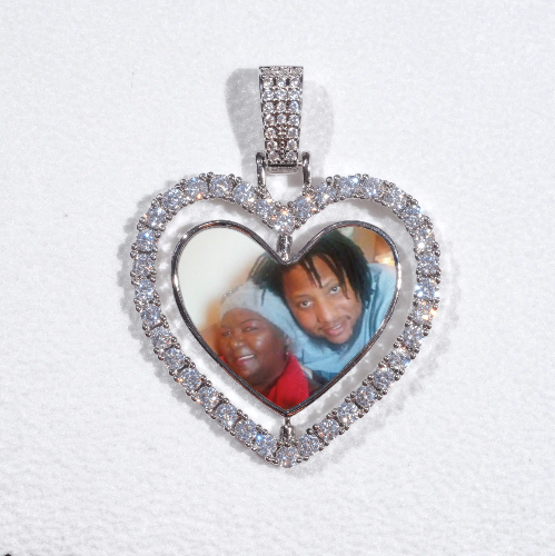 3D Spinning 2-Faced Heart Custom Picture Pendant