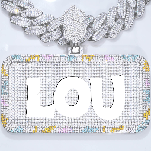 CUSTOM LETTER NECKLACE 3D COLORFUL SQUARE
