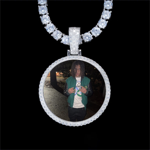 925S & VVS Moissanite 3D Circle Custom Picture Pendant
