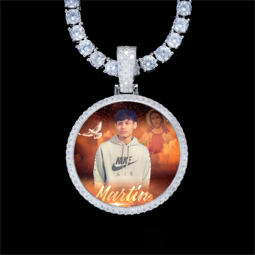 925S & VVS Moissanite 3D Circle Custom Picture Pendant