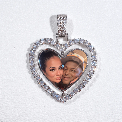 3D Spinning 2-Faced Heart Custom Picture Pendant