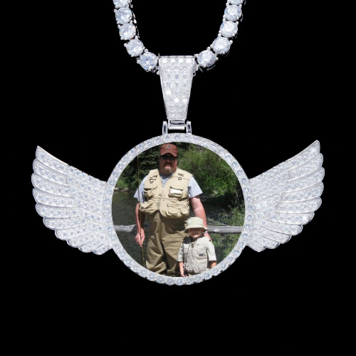 925S & VVS Moissanite 3D Wing Custom Picture Pendant