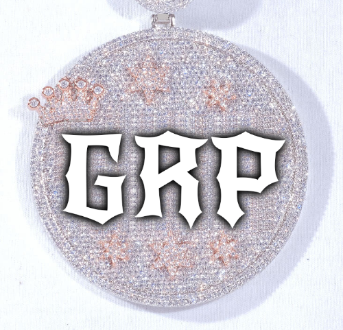 CUSTOM LETTER NECKLACE 3D BIG CROWN DISC