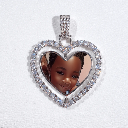 3D Spinning 2-Faced Heart Custom Picture Pendant