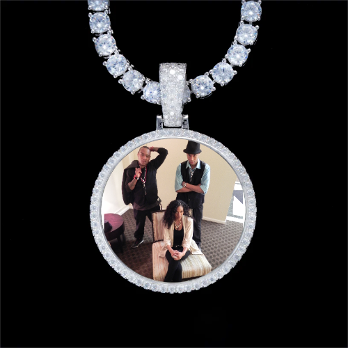 925S & VVS Moissanite 3D Circle Custom Picture Pendant