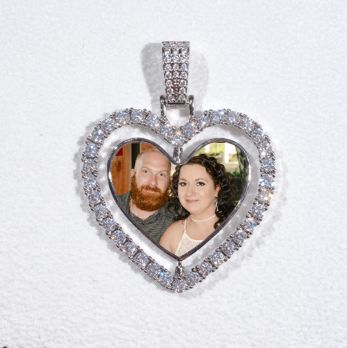 3D Spinning 2-Faced Heart Custom Picture Pendant