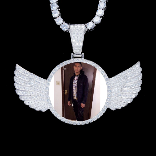 925S & VVS Moissanite 3D Wing Custom Picture Pendant