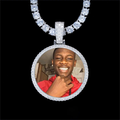 925S & VVS Moissanite 3D Circle Custom Picture Pendant