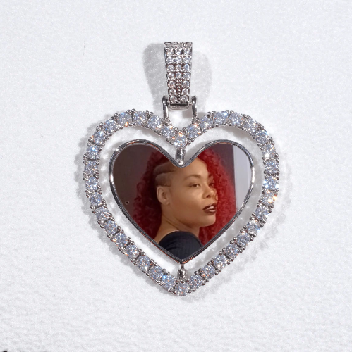 3D Spinning 2-Faced Heart Custom Picture Pendant