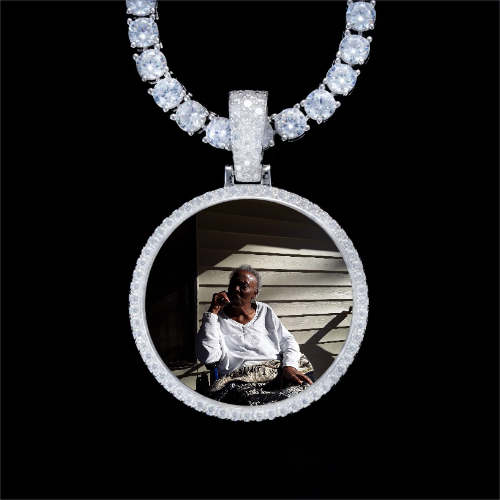 925S & VVS Moissanite 3D Circle Custom Picture Pendant