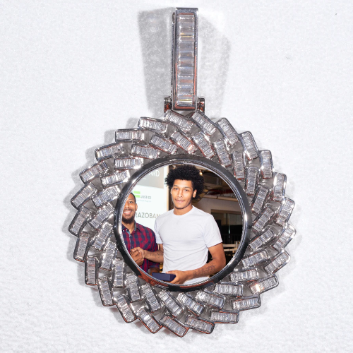 Large 3D Baguette Custom Picture Pendant