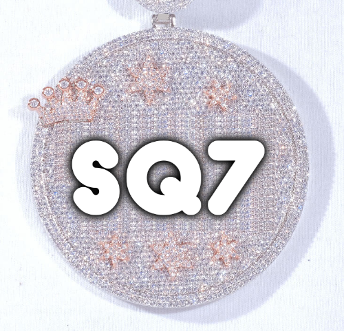 CUSTOM LETTER NECKLACE 3D BIG CROWN DISC