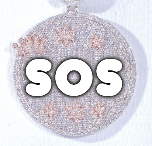 CUSTOM LETTER NECKLACE 3D BIG CROWN DISC