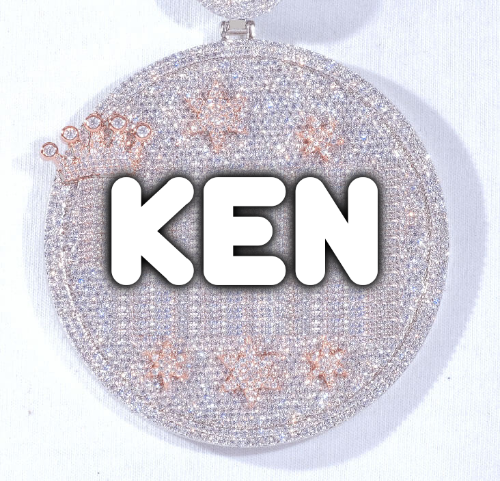 CUSTOM LETTER NECKLACE 3D BIG CROWN DISC