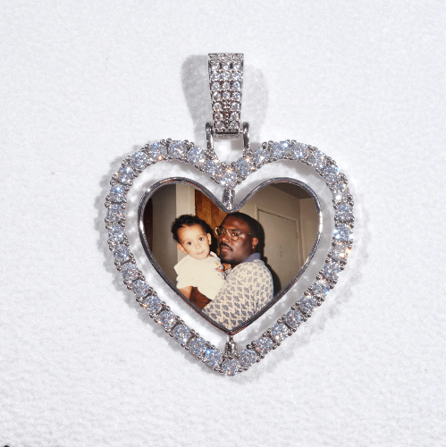 3D Spinning 2-Faced Heart Custom Picture Pendant