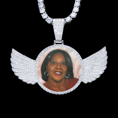 925S & VVS Moissanite 3D Wing Custom Picture Pendant