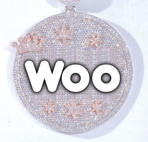 CUSTOM LETTER NECKLACE 3D BIG CROWN DISC