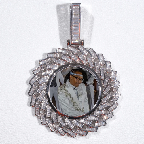 Large 3D Baguette Custom Picture Pendant
