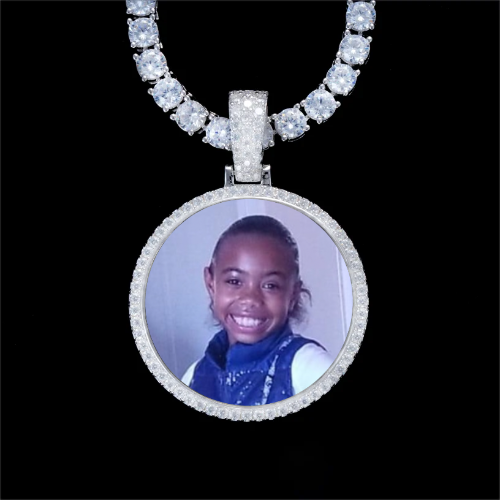 925S & VVS Moissanite 3D Circle Custom Picture Pendant