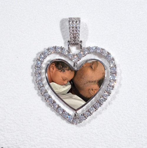 3D Spinning 2-Faced Heart Custom Picture Pendant