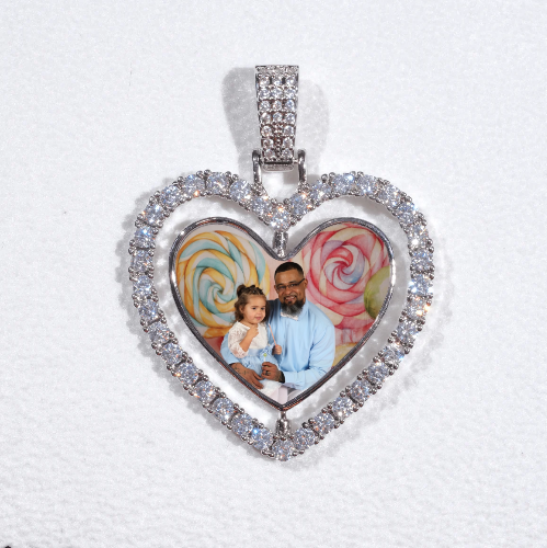 3D Spinning 2-Faced Heart Custom Picture Pendant