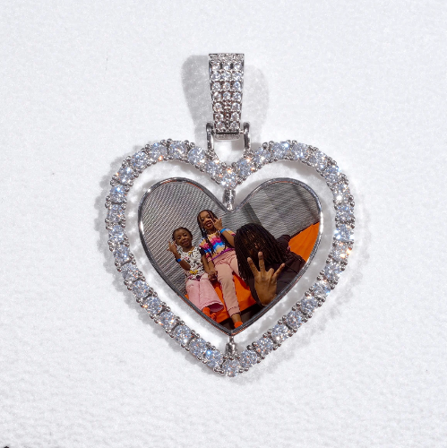 3D Spinning 2-Faced Heart Custom Picture Pendant
