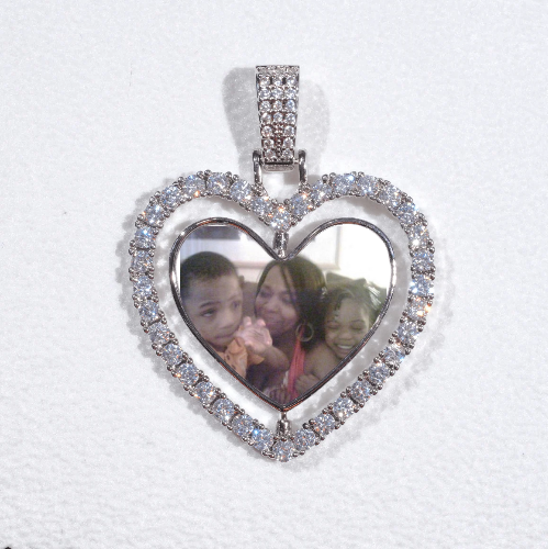 3D Spinning 2-Faced Heart Custom Picture Pendant