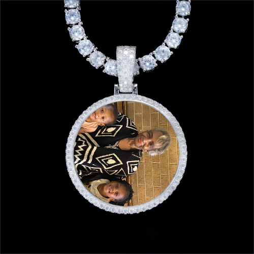925S & VVS Moissanite 3D Circle Custom Picture Pendant