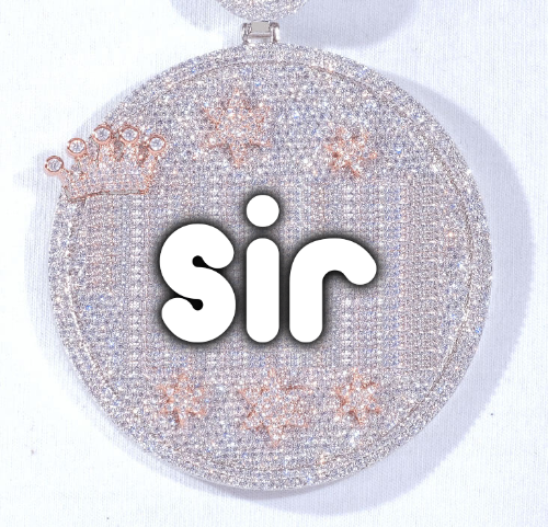 CUSTOM LETTER NECKLACE 3D BIG CROWN DISC